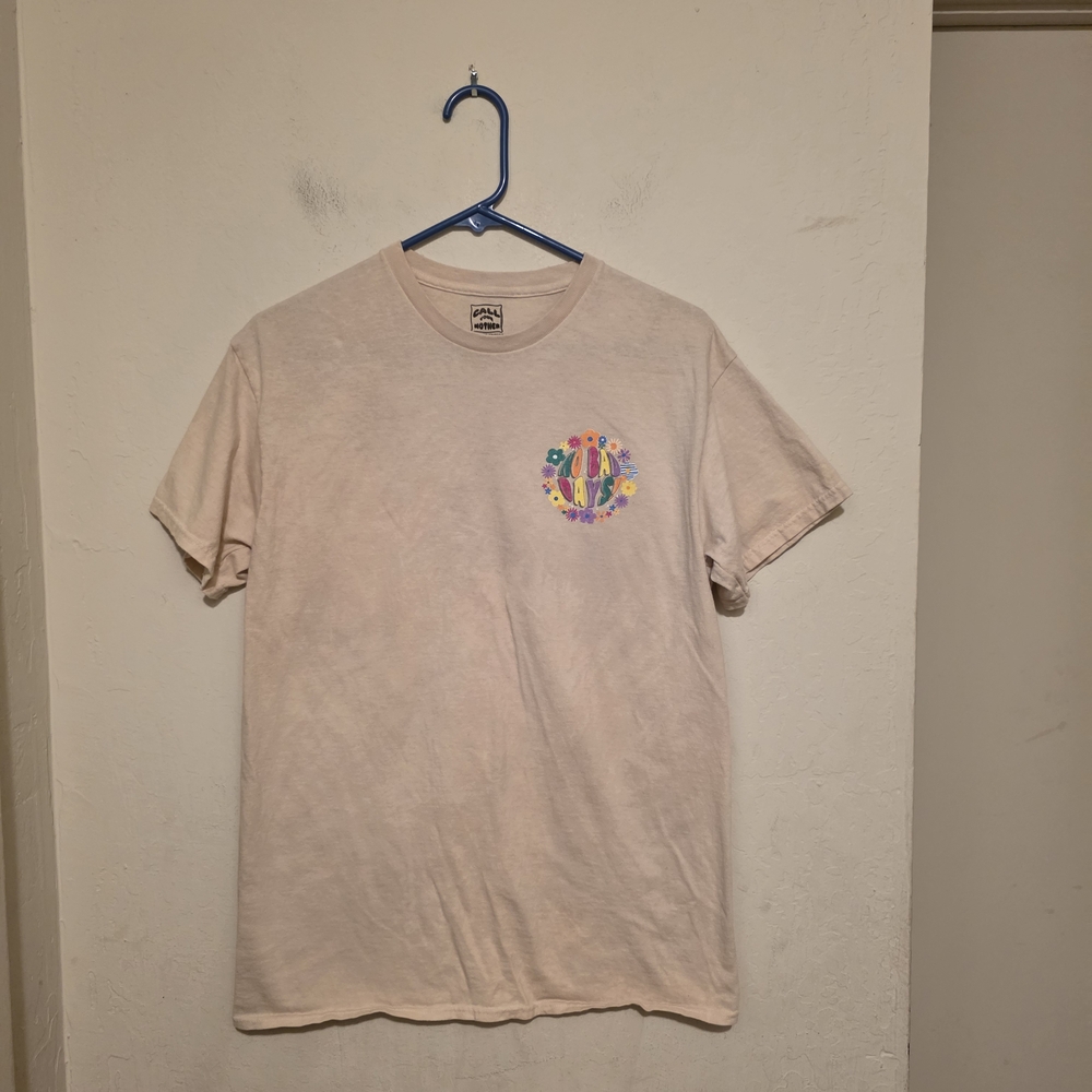 Call Your Mother Tan Floral Short Sleeve Tee No Bad Days   Size Medium